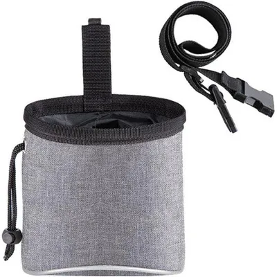 Produktbild von Hundeleckerlietsack - Hundeleckerli - Multifunktional - Mit Hundekotbehälter - Verstellbarer Riemen - Grau