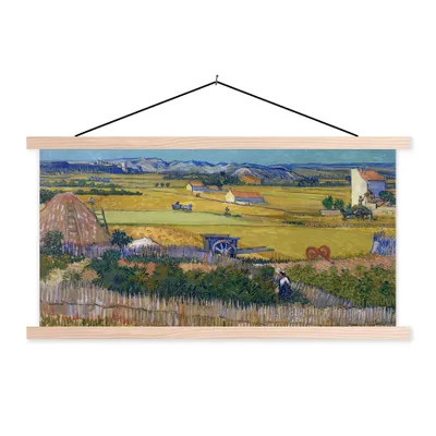 Produktbild von MuchoWow® Textilposter Die Ernte - Vincent van Gogh 120x60 cm mit holzfarbenen Rahmen - Klemmleiste