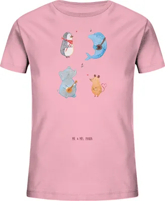 Produktbild von Mr. & Mrs. Panda Kleinkinder T-Shirt Big Band 9-11 Jahre (134/146) - Baumwolle Pink - Geschenk, Pinguin, Gitarre, Hund, Kindershirt, Kinder Shirt, Maus, Lustige Sprüche