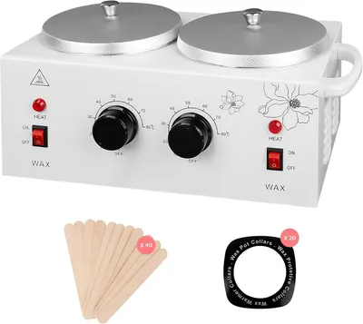 Produktbild von Doppel Wachswärmer 1,2L Haarentfernung Set Wachsheizer mit Temperaturregelung Wax Heater für Zuhause Gesicht & Körper inkl. 40 Sticks & 20 Schutzringe
