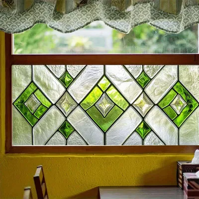 Produktbild von Fensterfolie Sichtschutz - 2 Stück - 45 x 101 cm - Buntglasfolie - Statische Haftfolie - Blickdicht - Für Fenster, Türen, Bad & Wohnzimmer - B