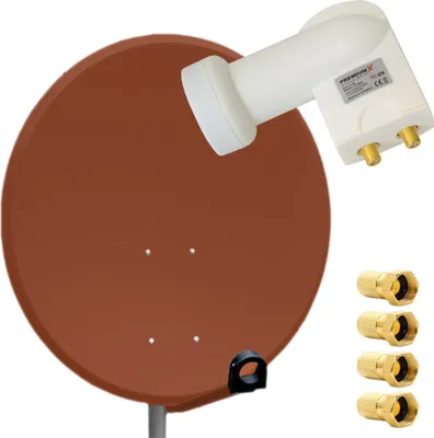 Produktbild von PremiumX SAT Anlage 80cm Antenne Aluminium Twin LNB WE 4x F-Stecker