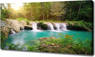 Produktbild von Foto auf Leinwand Wasserfall im Wald 120x60 cm