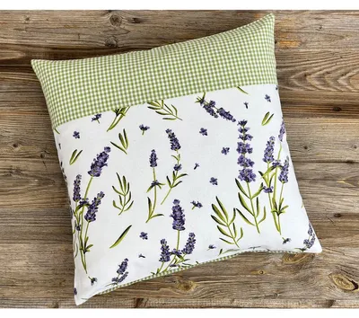 Immagine prodotto di Copricuscino 50x50 cm verde lavanda a scacchi in cotone country house