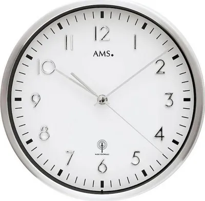 Zdjęcie produktu dla Nowoczesny zegar ścienny sterowany radiowo Średnica: 25 cm - Model AMS: 5912