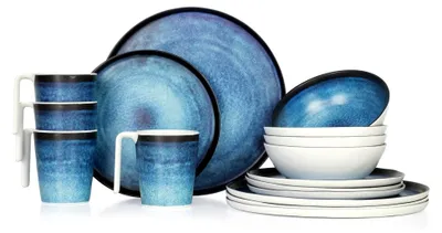 Produktbild von Melamin Campinggeschirr Set für 1-4 Personen, 4-32 Teile, Tassen, Schüsseln, Gläser, Teller, Picknick- und BBQ-Geschirr, Deep Ocean