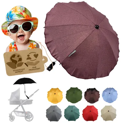 Produktbild von BAMBINIWELT Sonnenschirm für Kinderwagen Ø68cm UV-Schutz50+ Schirm Sonnensegel Sonnenschutz MELIERT bordeaux