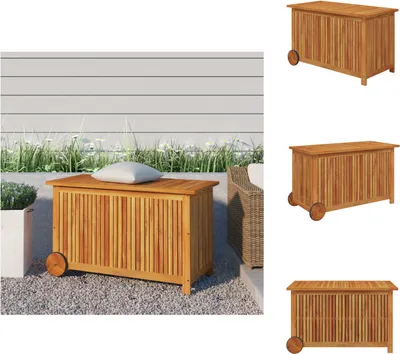Immagine prodotto di vidaXL Cassapanca da giardino con rotelle 90x50x58 cm in legno massiccio di acacia - Cassette da giardino