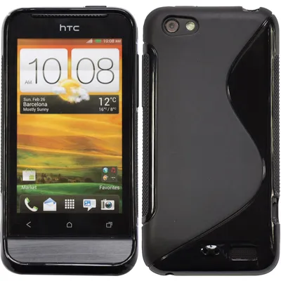 Produktbild von PhoneNatic Case kompatibel mit HTC One V - schwarz Silikon Hülle S-Style + 2 Schutzfolien