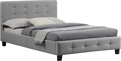 Produktbild von Polsterbett OKLAHOMA Bettgestell 120 x 200 cm Einzelbett Designbett inklusive Lattenrost Textilbezug in grau