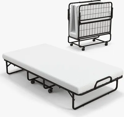 Produktbild von GOPLUS Gästebett 96×191cm, Klappbett mit Metallgestell & Memoryschaum-Matratze, Einzelbett klappbar mit 4 Universalrädern für Gästezimmer & Büro
