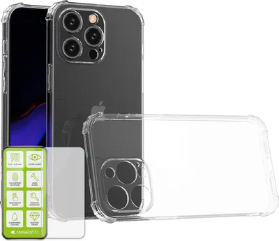 Immagine prodotto di Per Apple iPhone 15 Pro Max Shock TPU trasparente 0,26 H9 protezione del telefono cellulare di vetro