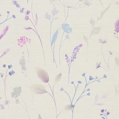 Produktbild von Profhome 791702-GU Landhaus Tapete Floral creme-weiß violett-blau grau 5,33 m2