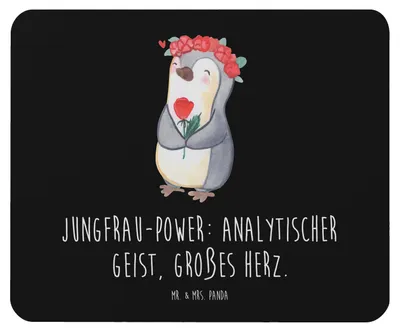 Produktbild von Mr. & Mrs. Panda Mousepad Jungfrau Astrologie - Schwarz - Geschenk, Mouse Pad, pc mausunterlage, Geburtstagsgeschenk, Tierkreiszeichen, Sternzeichen, laptop mauspad