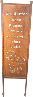 Produktbild von Schild Spruchtafel Gartenschild Edelrost Rost zum Einstecken rostige Gartendeko Ein Garten ohne Blumen ist wie ein Leben ohne Liebe