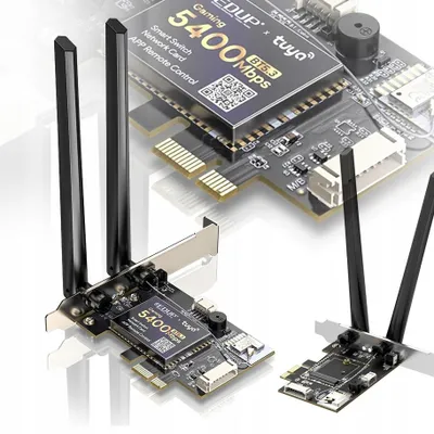 Image de Carte réseau PCI pour PC avec contrôle TUYA WiFi 6 et Bluetooth, équipée d'un AX210SW et d'un AX5400