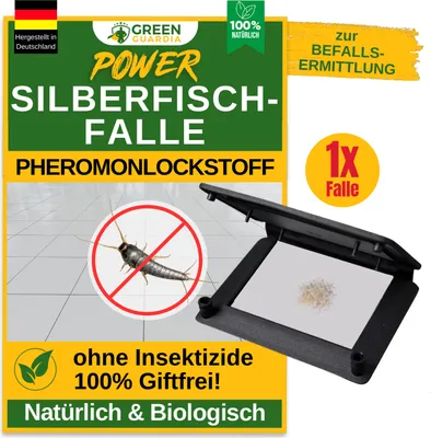 Produktbild von Silberfische Klebefalle mit Pheromonlockstoff, 1x Falle, umweltfreundlich Silberfische bekämpfen, Chemiefreie Silberfische Köder, die Pheromonfalle