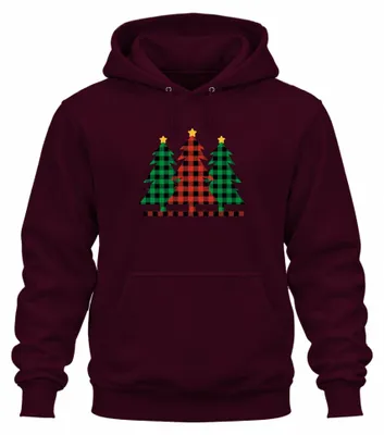 Obrázek produktu pro Christmas Tree Chequered - vánoční dárek Uni mikina s kapucí, vínová, M
