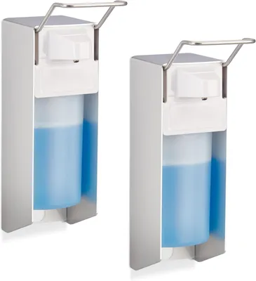 Productafbeelding van Elleboog - Voor desinfectiemiddel & vloeibare zeep - Toilet - Wc - Zilver - Wit