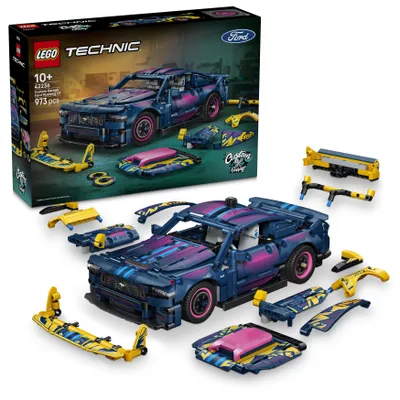 Produktbild von LEGO Technic Ford Mustang GT Auto aus der Tuning-Werkstatt - anpassbares Spielzeugauto - Flitzer mit Lenkung und 8-Zylinder-Kolbenmotor - Geschenkidee für Kinder ab 10 Jahren - 42236
