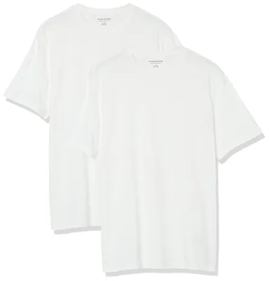 Productafbeelding van A. Essentials heren T-shirt met korte mouwen, katoen, ronde hals, 2-pack, wit, maat 5