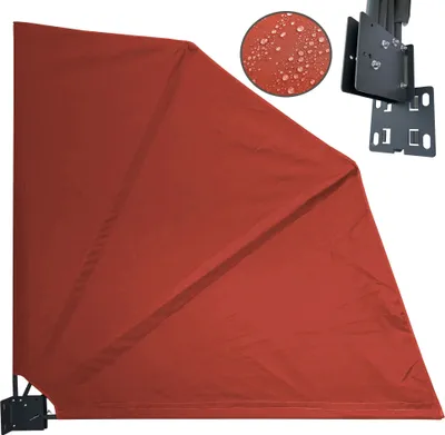 Produktbild von Balkonfächer 115 x 115 cm Rotorange, Easy Mount Wandplatte, Balkon Sichtschutz Fächer Blickdicht, Windschutz Trennwand Wetterfest