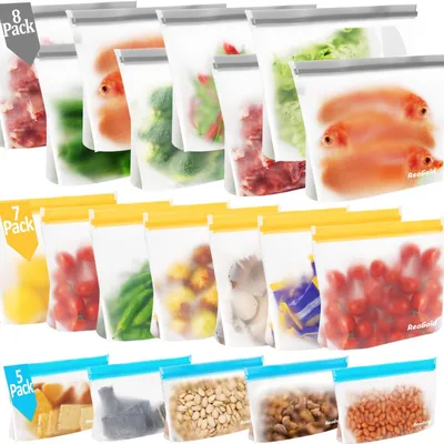 Image de Elzusha - Sachets alimentaires réutilisables en silicone (lot de 20)