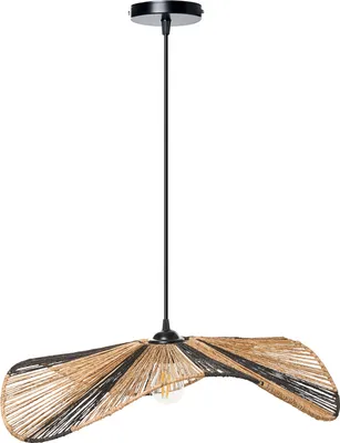 Zdjęcie produktu dla BELIANI Lampa wisząca naturalna z juty pleciona w stylu boho ręcznie wykonana z widoczną żarówką salon jadalnia oświetlenie