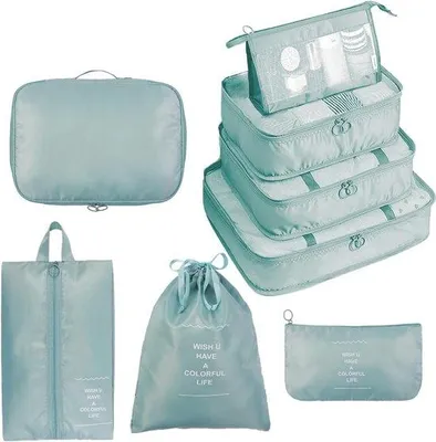 Produktbild von Famanu Kleidersack Set 8-teilig - Reise-Organizer in Blau
