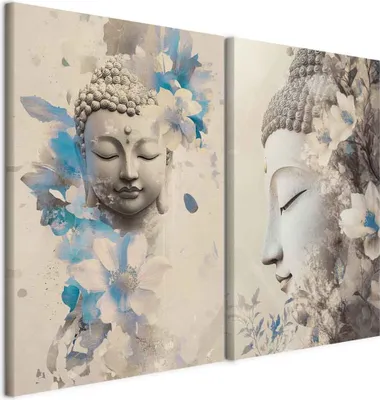 Produktbild von murando - Handart Set Buddha Kunst Kunstdruck 80x60cm 2 Teilig je 40x60cm Collage 2er Vlies mit Acrylgel Beschichtet Wandbilder Leinwand Bilder Dekoration - Mehrteilige Spirituelle p-H-10006-b-a