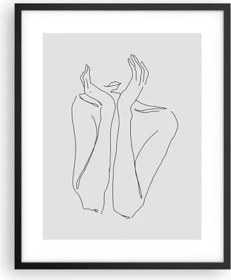 Produktbild von Gerahmtes Poster - Schwarzer Rahmen - Träumerei Frau Skizze - 40x50 cm - Wand Bild - Wanddeko - Wandbilder - Kunstposter - Wandposter - Bilderrahmen - Bilder - Kunstdruck - P2BPA40x50-4414