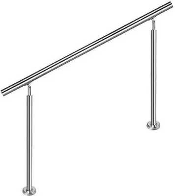 Zdjęcie produktu dla LARS360 150 cm Poręcz, poręcz, poręcz schodowa Ø 42 mm z prętami poręczy ze stali nierdzewnej, 0 tralek, poręcz tarasowa do montażu na ziemi, zestaw schodowy do wnętrz i na zewnątrz, poręcz schodowa, balkon, poręcz