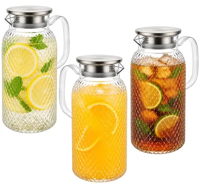 3 Wasserkaraffen 2 L mit Deckel, Porzellan, Weiß