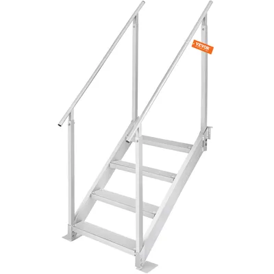 Obrázek produktu pro VEVOR 4stupňový žebřík na koupání se dvěma madly Lodní žebřík 800x1850x1750mm Žebřík do bazénu z hliníkové slitiny Schodišťový žebřík s nosností 250 kg 55x10 cm Pedály Ideální pro přístavy Lodní bazény