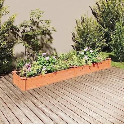 Image de Bordure de jardin surélevée en bois, couleur marron