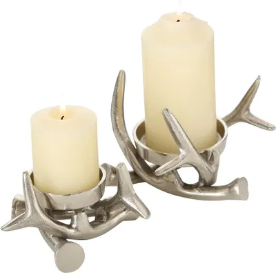 Produktbild von Kerzenleuchter Brano Aluminium H 9/13cm silber 2er Set