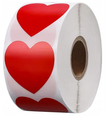 Image de EDIBAZZAR | Autocollants en forme de cœur rouge en rouleau, 500 pièces, pour la décoration, le scrapbooking et le bricolage