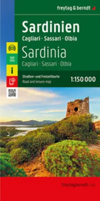 Obrázek produktu pro Sardinie, silniční a rekreační mapa 1:150 000, freytag & berndt