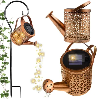 Produktbild von Solar Gartenlampe Gießkanne LED Gartenstecker Dekolicht Warmweiß 80 cm Dämmerungssensor IP44