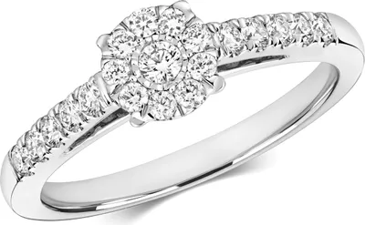 Produktbild von Funkelndes Feuer Edler 9 Karat (375) Weißgold Solitär Verlobung Diamant Damenring Brillant-Schliff 0.37 Karat H - I1, 51 (16.2); TRS211909KWRSL