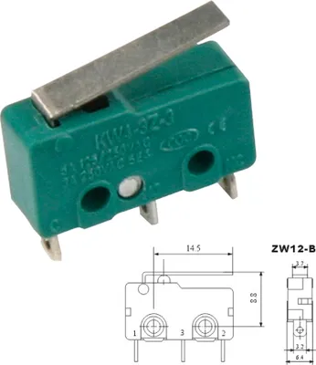 Produktbild von Microschalter m. Hebel 250V 5A 3 Polig Mikroschalter Endschalter Taster gefedert