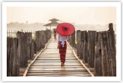 Produktbild von Poster - Poster ohne Rahmen - Birma Regenschirm Brücke - 91,5x61 cm - Wand Bild - Wanddeko - Wandbilder - Kunstposter - Wandposter - Bilder - Kunstdruck - Wanddekoration - Wandbild - P2XAA91x61-4261