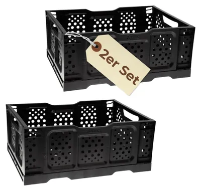 Produktbild von 2er Set Klappbox Klappkiste Einkaufskorb faltbar Einkaufkiste klappbar Kiste Stapelbox Stabil Transport Kofferraum Kiste 40 x 30 x17 cm