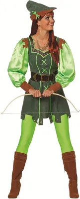 Produktbild von W4338-40-A grün Damen Robin Hood Kostüm Jäger Kleid Gr.40