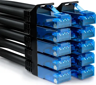 Produktbild von deleyCON 10x 0,25m CAT6 Netzwerkkabel Set - Kurzes 25cm U-UTP RJ45 CAT-6 LAN Kabel Patchkabel Ethernetkabel DSL Switch Router Modem Repeater Patchpanel - Schwarz