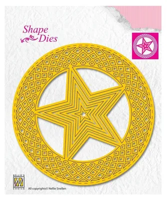 Stanzschablone Stern im Kreis, 11,3 x 11,3 cm, gelb