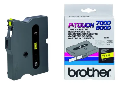 Image de Brother TX621 Schriftbandkassette Brother  9mm gelb/schwarz  TX621