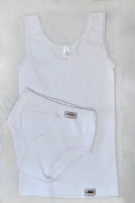 Produktbild von Toker Collection® Unterhemd Mädchen Unterwäsche Set 2x Unterhemd & 2x Slip (Packung, 2er-Pack) aus reiner Baumwolle, Gr.86/92, weiß