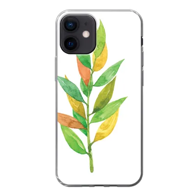 Produktbild von MuchoWow® Handyhülle Schutzhülle Hülle für iPhone 12 Aquarelle - Blätter - Pflanzen Silikon Softcase Handy Hülle - Schutzhülle