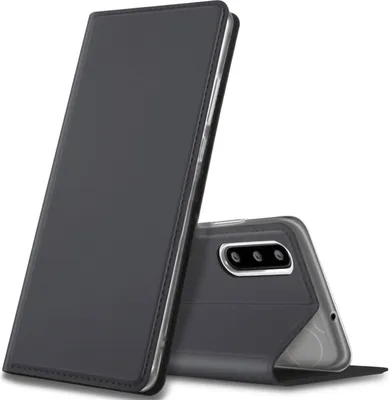 Produktbild von Conie Ultra Slim Klapp Tasche für Huawei P30 Kartenfach Hülle Rundumschutz in Anthrazit / Grau
